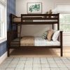 Twin over Full size Solid Wood Bunk Bed in Espresso Brown Finish