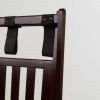 Heavy Duty Solid Wood Luggage Rack with Bottom Storage Shelf in Dark Brown