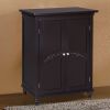 Dark Brown Espresso Wood Bathroom Floor Cabinet with Traditional Engraved Doors