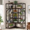 67-inch Tall Modern Industrial Metal Wood Corner Bookcase