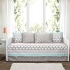 Turquoise Pink Grey Lightweight 6 Piece Elephant Pattern Daybed Cover Quilt Set