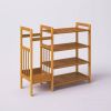 2-Shelf Entryway Shoe Rack Bench with Bla2-in-1 Entryway 4-Shelf Bamboo Shoe Rack and Umbrella Holderck Metal Frame and Brown Wood Top