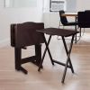 Set of 4 - Folding TV Tray Table Set with Stand in Dark Brown Wood Finish