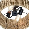 Bohemian 13.6-inch Round Rattan Drum 2-Light Ceiling Light - Semi-Flush Mount