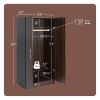 Bedroom Armoire Wardrobe Cabinet Closet with Hanging Rail in Brown Wood Finish