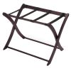 Solid Wood Folding Luggage Rack in Dark Brown Finish with Black Nylon Straps