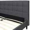 Full size Grey Mid-Century Modern Upholstered Platform Bed Frame with Headboard