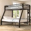 Twin over Full Modern Metal Bunk Bed in Matte Black Finish