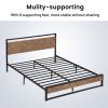 Full size Modern Industrial Metal Platform Bed Frame w/ Wood Headboard Footboard