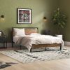 Full size Modern Industrial Metal Platform Bed Frame w/ Wood Headboard Footboard