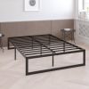 Queen Size 14 Inch High Heavy Duty Black Metal Platform Bed Frame