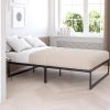 Queen Size 14 Inch High Heavy Duty Black Metal Platform Bed Frame