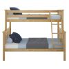 Twin over Full size Solid Wooden Bunk Bed in Natural Pine Wood Finish