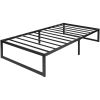 Twin Size 14 Inch Black Metal Steel Slat Platform Bed