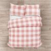 Full/Queen Size Plaid Soft Faux Fur Comforter Set Pink Blush