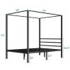 Full size Modern Four Poster Metal Canopy Bed in Black Finish