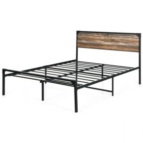 Rustic FarmHome Metal Wood Platform Bed Frame in Full Size