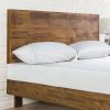 Full size Solid Wood Modern Platform Bed Frame with Adjustable Height Headboard