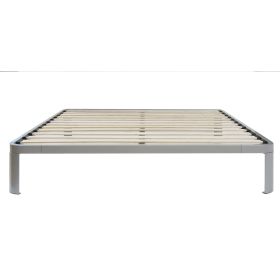 Full size Luna Metal Platform Bed Frame with Wooden Slats