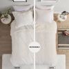 Full/Queen size Reversible Soft Sherpa Faux Fur 3-Piece Comforter Set in Ivory