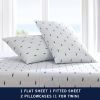 Full size Coastal Beach 100-Percent Cotton Navy Blue White Stripe Sheet Set