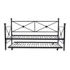 Full size Black Metal Daybed Frame with Twin Roll-out Trundle