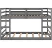 Full over Full Modern Low Profile Bunk Bed in Grey Wood Finish