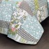 Full/Queen Boho Floral Blue Cotton Lightweight Quilt Set