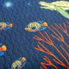 Full/Queen 3 Piece Ocean Navy Blue Clown Fish Coral Reef Reversible Quilt Set