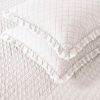 Full Queen White Farmhouse Microfiber Diamond Quilted Bedspread Set Frayed Edges