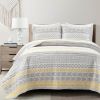 Full/Queen Scandinavian Grey/Yellow Reversible Cotton Quilt Set