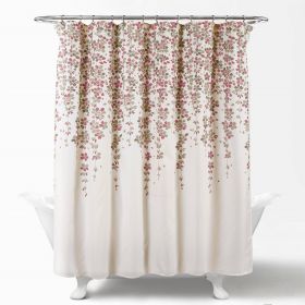 72-inch Tan Purple Grey Floral Flowers Shower Curtain