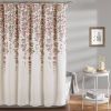 72-inch Tan Purple Grey Floral Flowers Shower Curtain