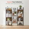 Industrial Farmhouse Rustic Brown Wood Black Metal 14-Shelf Bookcase