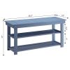 Blue Wood 2-Shelf Shoe Rack Storage Bench - 150 lbs. Weight Capacity