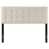 Full size Ivory Linen Fabric Upholstered Tufted Headboard