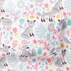 Full size Pink Grey White Teal Floral Fox Birds Soft Polyester 6 Piece Sheet Set