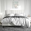 Full size White Velvet Upholstered Platform Bed Frame with Headboard