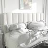 Full size White Velvet Upholstered Platform Bed Frame with Headboard