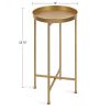 Classic Gold Finish Metal Round End Table Nightstand with Removable Tray Top