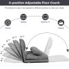 Faux Suede 5 Tilt Foldable Floor Sofa Bed Detachable Cloth Cover in Grey