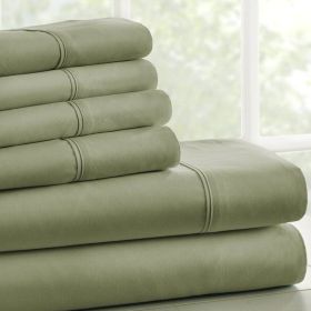 Queen Size Sage 6 PCS Soft Wrinkle Resistant Microfiber/Polyester Sheet Set