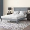 Full Traditional Solid Oak Wooden Platform Bed Frame with Headboard in Grey