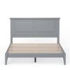 Queen Traditional Solid Oak Wooden Platform Bed Frame with Headboard in Grey