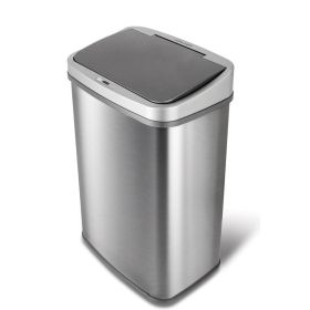 Grey 13-Gallon Stainless Steel Kitchen Trash Can with Motion Sensor Lid