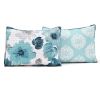 King size Blue Grey Flowers Lightweight Polyester Microfiber Quilt Set