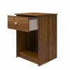 Rusic Brown Oak Farmhouse 1-Drawer Bedroom Nighstand with Open Shelf