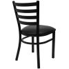 Black Metal Dining Chair with Slatted Back and Vinyl Seat