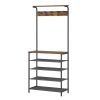 Modern Industrial Style Hall Tree Coat Rack Entryway Shoe Rack with 4 Shelves