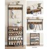 Modern Industrial Style Hall Tree Coat Rack Entryway Shoe Rack with 4 Shelves